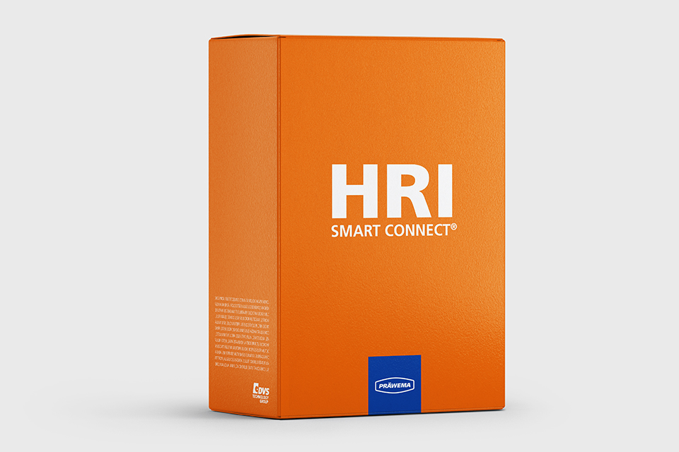 Orangefarbene PRÄWEMA HRI Smart Connect Box in Produktansicht.